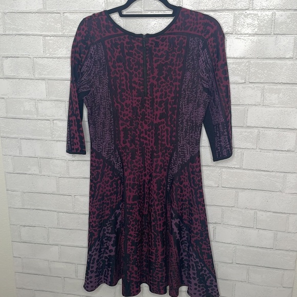NWT NIC + ZOE Black/Purple Print A-Line Long Sleeve Dress - Picture 7 of 10